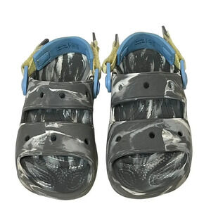 Crocs All Terrain Adjustable Hook & Loop Strap Marble Gray Toddler Sz 13 Sandals